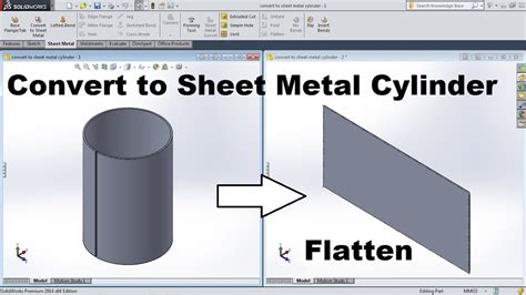 convert cylinder to sheet metal solidworks|SolidWorks curved sheet metal.